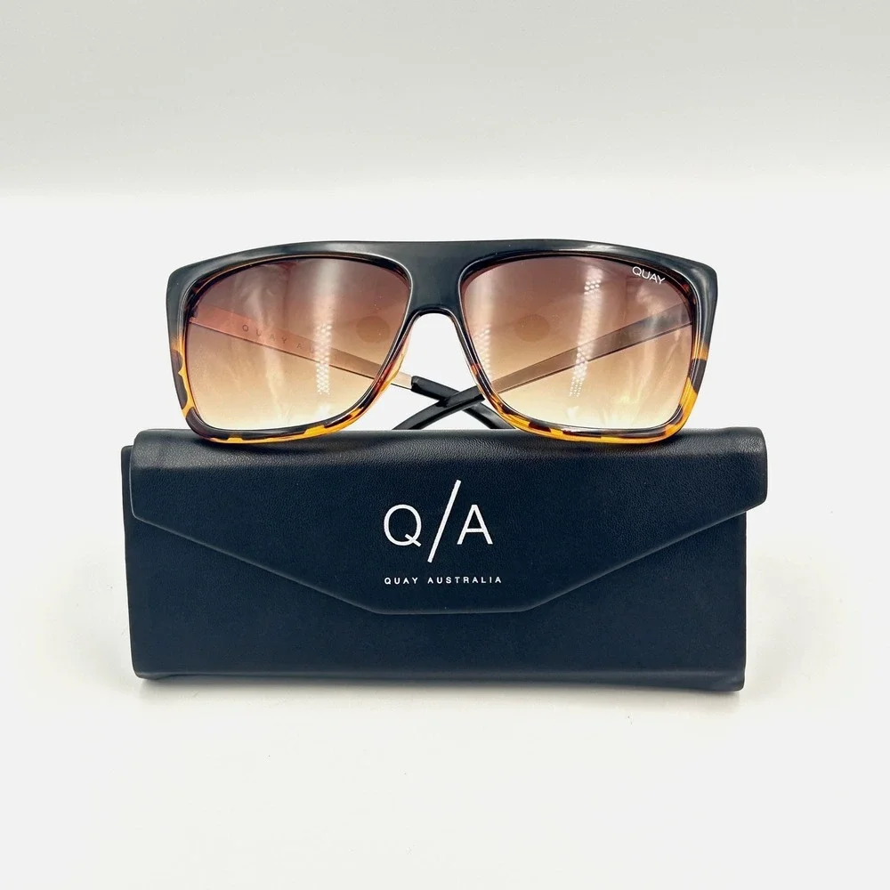 Quay Australia OTL II Sunglasses Womens Oversized Tortoise Fade Rose Gold Glam